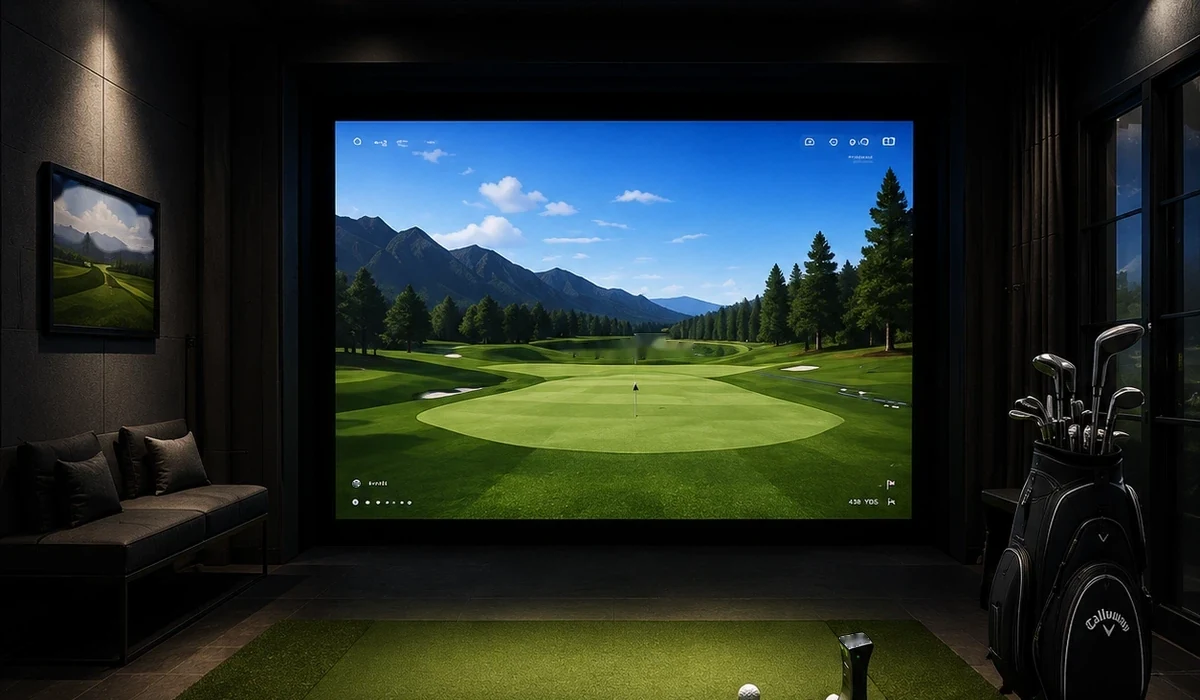 Premium home golf simulator room