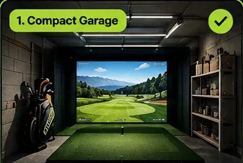 Compact Garage golf simulator room
