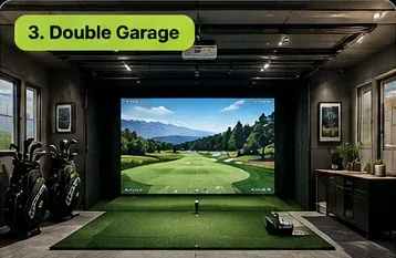 Double Garage golf simulator room