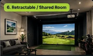 Retractable / Shared Room golf simulator room